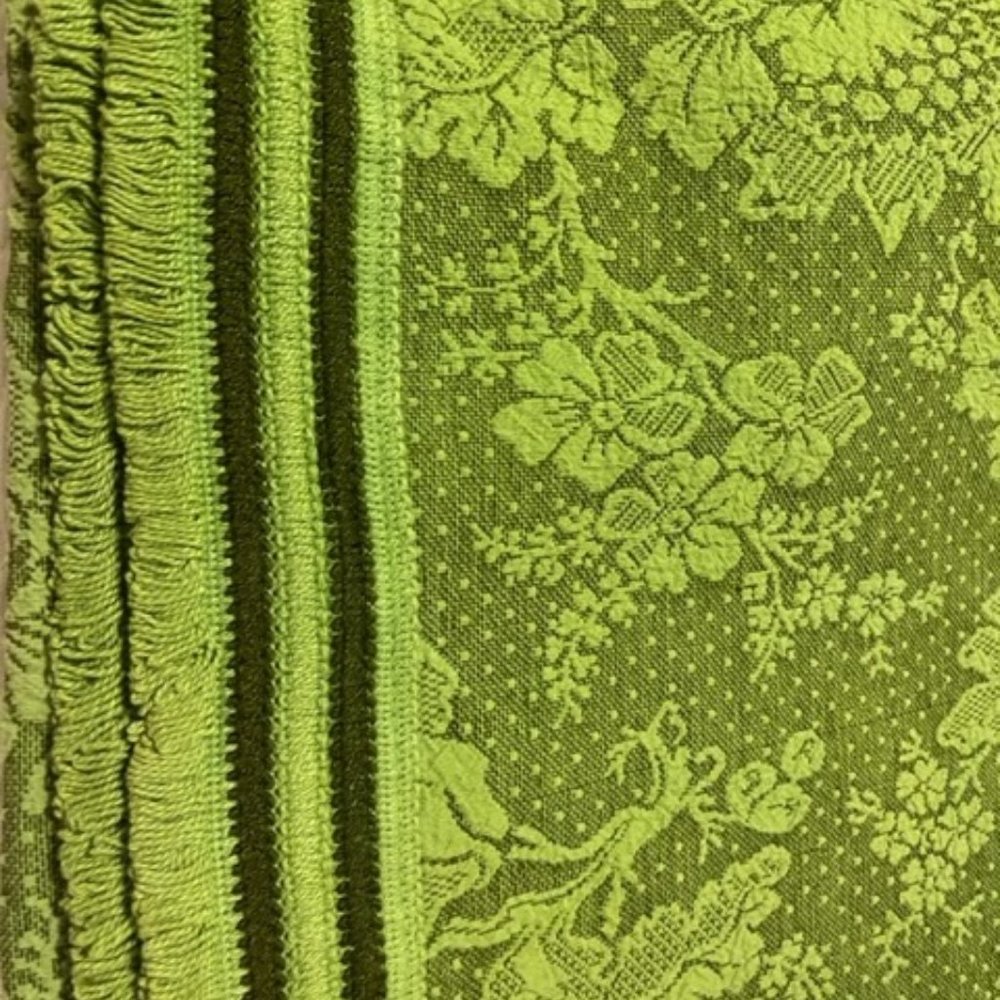 Vintage Bates Green Floral Bedspread - King